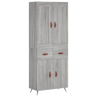 vidaXL Vidaxl - Aparador Alto Madera Contrachapada Gris Sonoma 69,5x34x180 Cm