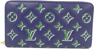 Louis Vuitton Blue Green Leather Long Wallet (Bi-Fold) (Pre-Owned)