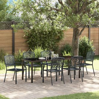 Berkfield Home 3 Piece Garden Dining Set Anthracite Steel in Black