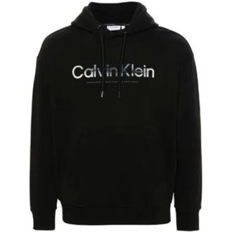 Calvin Klein Hoodies, male, Black, Size: XL Diffused Logo Hoodie