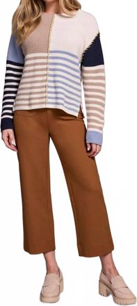 Tribal Multi Stripe Boat Neck Sweater In Sandstone