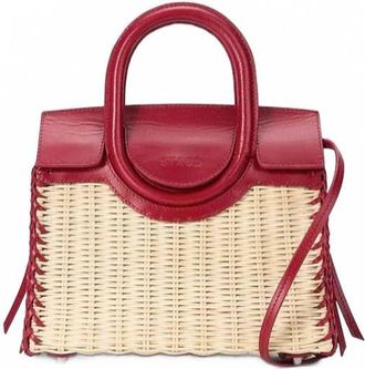 Staud Womens Maude Mini Carryall Bag In Natural/ Rouge