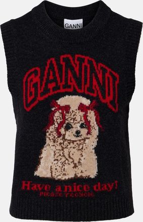 Ganni Gilet in misto lana con stampa
