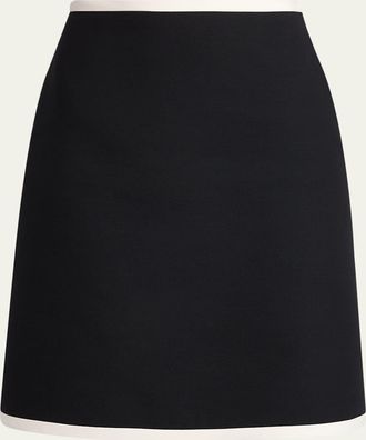 Valentino Garavani Contrast Trim Wool-Silk Mini Skirt