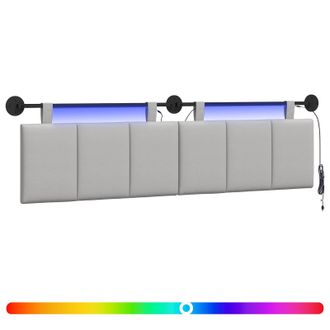 vidaXL Cabecero Colgante Con Luz Led Gris Nube Tela Vidaxl