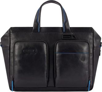Piquadro Elegante Leren Documentenhouder met Laptopvak - Dames - Laptoptassen - Zwart - ONE Size - Leer - Tassen