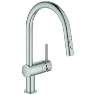 GROHE Grifo Electr&oacute;nico Para Fregadero Minta 323212 Ca&ntilde;o En C Ducha Extra&iacute;ble Supersteel, 32321dc2
