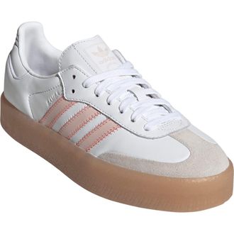 adidas Sambae Sneaker in White/Sandy Pink/Flash Red at Nordstrom, Size 10.5