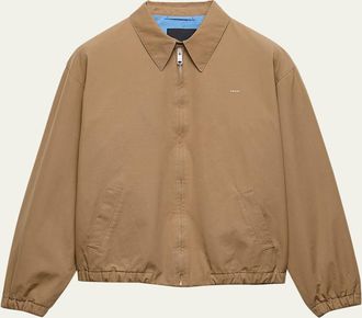 Prada Mens Poplin Chest Logo Full-Zip Shirt Jacket