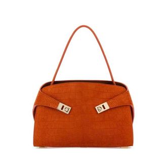 Ferragamo Orange Suede Medium Hug Soft Shoulder Bag Lightsienanaturalerstlightsiena Borse A Mano