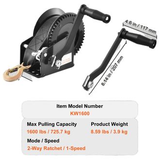 OEM Cabrestante Manual, Capacidad De 3500 Lb, Mango Ergon&oacute;mico, 1600 Lb