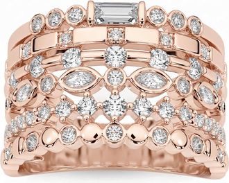 Pompeii3 1Ct Stackable Diamond Ring Gold Lab Grown 12mm Wide