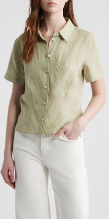Frame Denim The Seaside Pinstripe Button-Up Top in Sage Multi at Nordstrom, Size X-Small