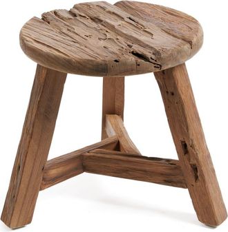 Bazar Bizar Taburete de madera de teca recuperada