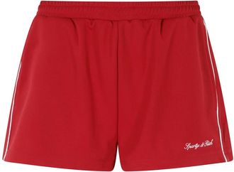 Sporty & Rich Signature Logo Retro Track Short - Dames - Bermuda - Rood - XS - Polyester - Korte Broeken