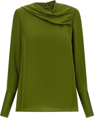 Tom Ford Bicolor Silk Womens Blouse