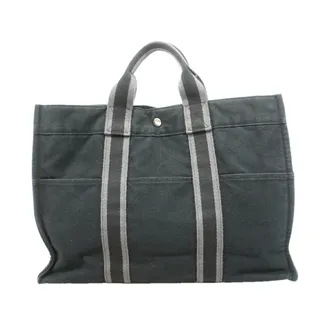 Herm&egrave;s Black Canvas Tote Bag (Pre-Owned)