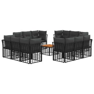 vidaXL Conjunto De Sof&aacute;s De Exterior 13 Pcs Negro Y Gris Oscuro Vidaxl