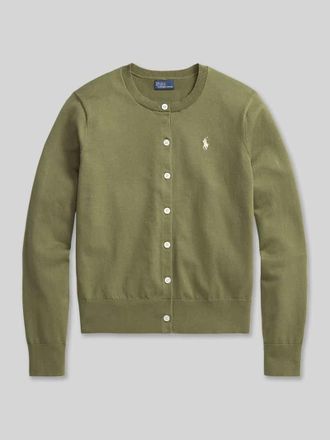 Polo Ralph Lauren Regular Fit Strickjacke aus Baumwoll-Mix in Oliv, Gr&ouml;&szlig;e XXL