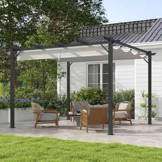 OUTSUNNY 3x3(m) Pergola Gazebo Sun Shade Shelter Aluminium Garden Canopy in Light Grey