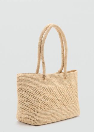 Mango Borsa tote fibra naturale beige - Donna - Taglia unica - MANGO