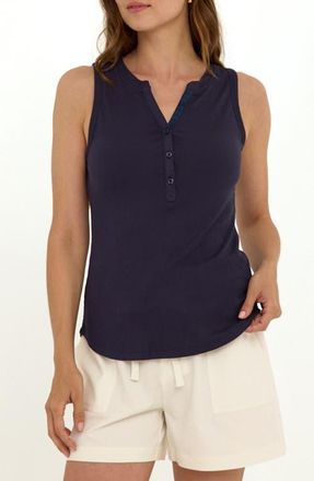 Threads 4 Thought Akia Feather Ribbed Henley Tank in Stargazer at Nordstrom, Size Xx-Large