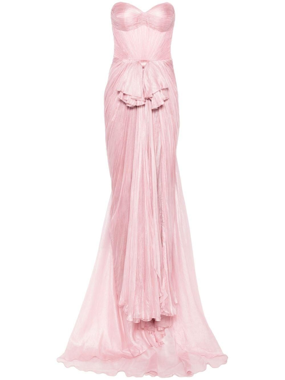 strapless maxi dress with neck scarf Lady Black Tie - Sheila Strapless Maxi Dress With Scarf