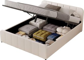 Concept Usine Cama con canap&eacute; abatible 160 x 200 cm en terciopelo beige