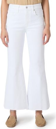 Paige Marlow High Waist Raw Hem Ankle Skimmer Flare Jeans in Crisp White at Nordstrom, Size 24P