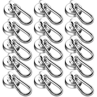 OEM Ganchos Magn&eacute;ticos, Imanes De Neodimio De Alta Resistencia De 22 Kg, Con Mosquet&oacute;n Giratorio, Perfectos Para Refrigeradores, Paquete De 15 Unidades