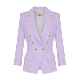 Elisabetta Franchi Blazers, female, Purple, Size: 2XL Double crepe stretch blazer