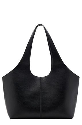 Mango Large Faux Leather Shopper Tote in Black at Nordstrom