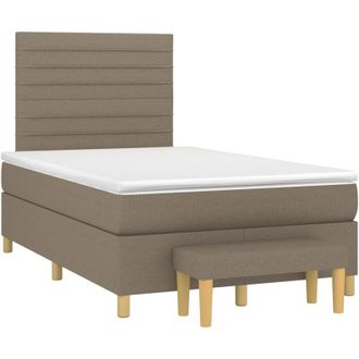 vidaXL Vidaxl - Cama Box Spring Con Colch&oacute;n Tela Gris Taupe 120x200 Cm