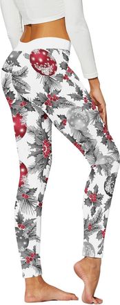 Generic Womens Christmas Leggings High Waisted Women Yoga Pants Tummy Control Workout Leggings Stretch Fitness Tights Butt Lifting Xmas Snowflake Reindeer San