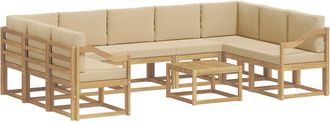 vidaXL Conjunto De Sof&aacute;s De Exterior 10 Uds. Y Beige Poli&eacute;ster Vidaxl