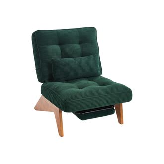 STILVORA Sill&oacute;n Relax Con Reposapi&eacute;s Y Respaldo Regulable Con Coj&iacute;n Lumbar Patas De Madera Maciza En Pana Color Esmeralda