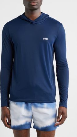 BOSS Hooded Long Sleeve Rashguard in Navy at Nordstrom, Size X-Large
