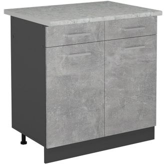 Vicco Mueble Bajo De Cocina R-line, Hormig&oacute;n, 80 Cm Et M&aacute;rmol