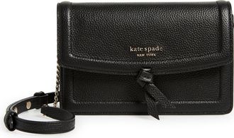 Kate Spade New York knott pebbled leather flap crossbody bag in Black at Nordstrom Rack