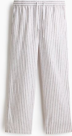 H&M Hose aus Leinenmix in Relaxed Fit - Weiss/Gestreift