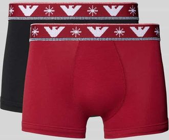 Emporio Armani Trunks mit elastischem Logo-Bund im 2er-Pack in Rot, Größe XL