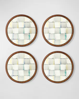 MacKenzie-Childs Sterling Check Enamel Coasters, Set of 4