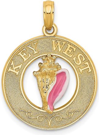 Diamond2Deal 14k Yellow Gold Enamel Conch Shell KEY WEST Circle Charm