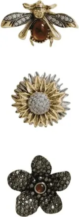 Dansk Copenhagen Accessoires, Dames, Geel, ONE Size, Leer, Tracey 3-in-1 Bij & Bloemen Broche Set