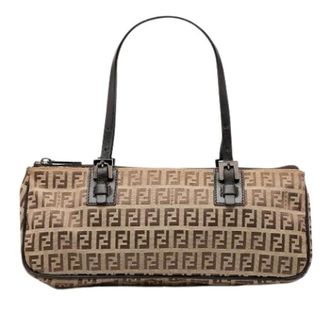 Fendi Pre-owned Canvas Shoulder Bag - Dames - Pre-owned - Beige - Maat: ONE Size Leer