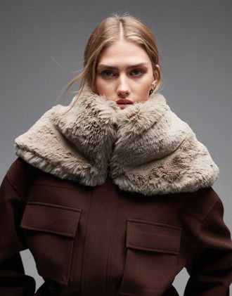 Asos Scaldacollo in pelliccia sintetica color pietra-Neutro