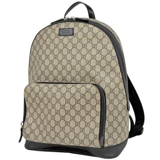 Gucci Beige Black Coated Canvas Backpack (Pre-Owned)