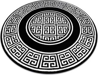 RugsX Alfombra Gloss C&iacute;rculo Moderno 6776 85 Elegante, Marco, Griego Negro / Marfil Black Circulo 200 Cm