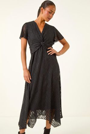 Roman Front Twist Jacquard Dress