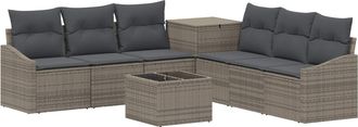 vidaXL Juego De Sof&aacute; 8 Uds. Gris Y Gris Oscuro Rat&aacute;n Sint&eacute;tico Y Acero Vidaxl